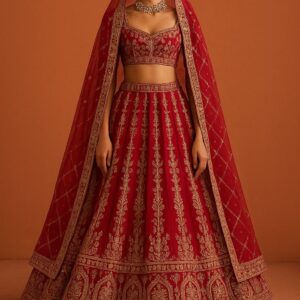 Crimson Embroidered Lehenga