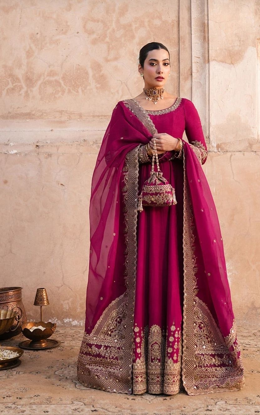Magenta Zari Sharara Set